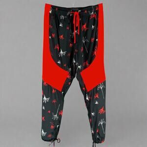PRABAL GURUNG Size S Black Red Floral Lounge Casual Pants